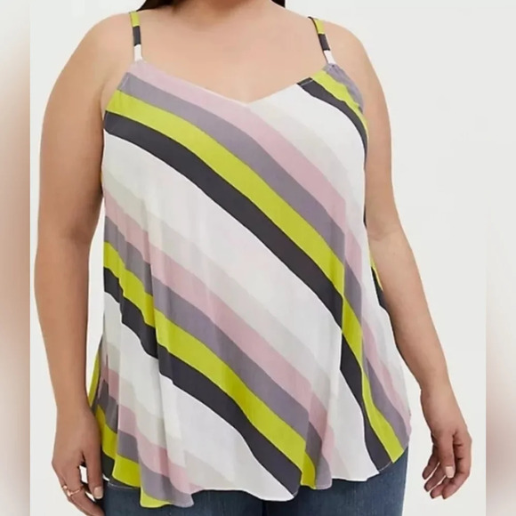 Torrid Sophie Multi Stripe Crinkle Gauze Swing Cami Top, Size 1X (14-16) - Picture 8 of 8